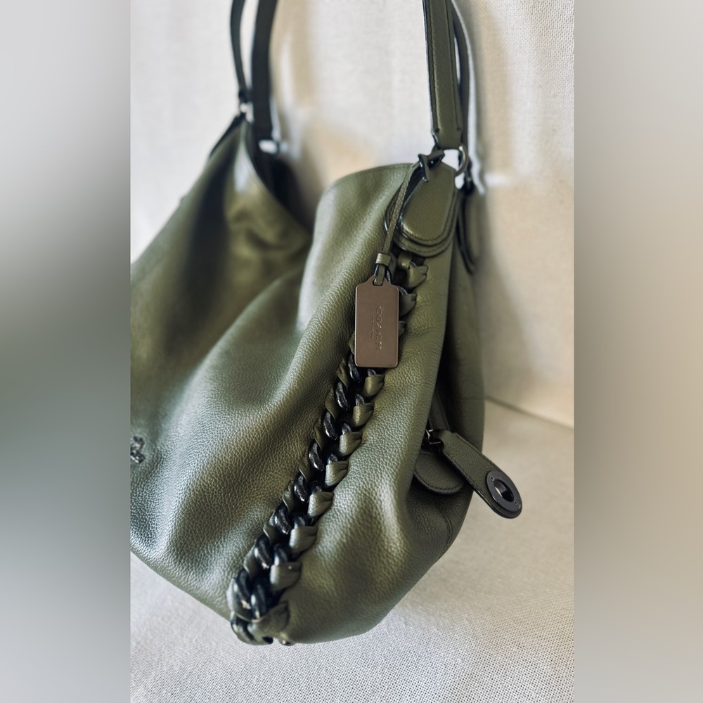 COACH Edie 31 Jumbo Whiplash Pebbled Leather Turnlock Surplus Green Shoulder Bag - Picture 8 of 16